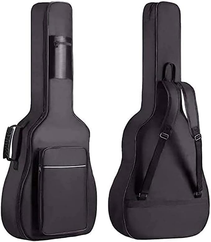 Image of Acoustic Guitar Bag for All Size Guitars Heavy Nylon Material Fabric Padded Guitar Bag (Black)