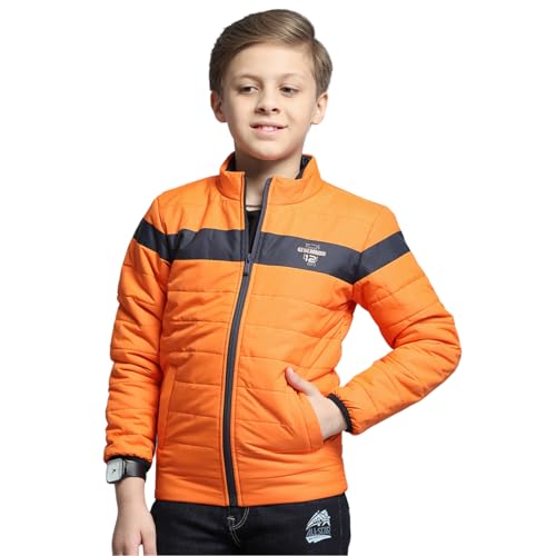 Image of Monte Carlo Boys Printed Orange Mock Neck Full Sleeve Jacket