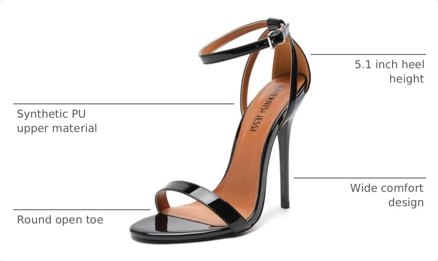 Image of MAIERNISI JESSI Unisex Men's Women's Stiletto Sandals with Ankle Strap, Open Toe High Heel, 5.1 Inch Heel