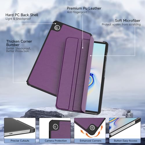 Image of YRH for Samsung A9 / A11 Tablet Case 8.7 inch, Slim Light Stand PU Lether Cover for Galaxy Tab A9 / A11 Tablet Case, Purple