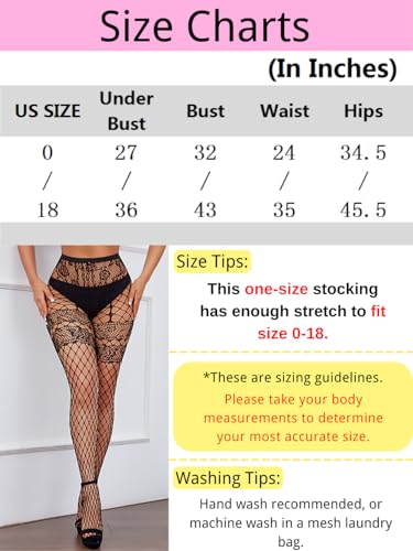 Image of ChiaoLezhee Sexy Wide Fishnet Tights, Floral Lace Garter Stockings For Women, Fishnets Fish Net Fits 0-18
