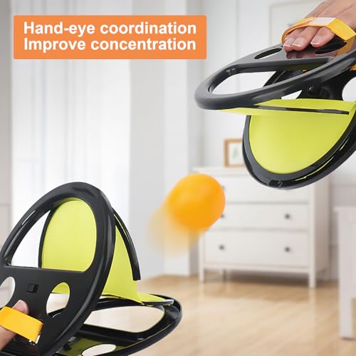 Fangballspiel,2 Sätze 4 Kugeln Ball Fangspiel Kinder,ballfangspiel,Ballspiel für draußen,Fangspiel mit Ball Werfen Und Fangen Einer Kugel für drinnen,Strandspielzeug Eltern-Kind-Spiele für 3 Jahre