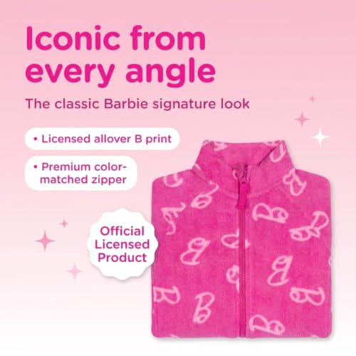 Barbie Little Girls' Fleece Zip-Up Jacket Two Tone Pink 4 - image 5