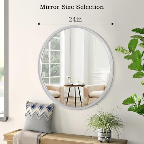 Image of Mirrors for Wall Mirror Sliver Metals Framed Round Farmhouese Bathroom Mirror Ative Hanging Mirror for Bedroom Vanity Entryway