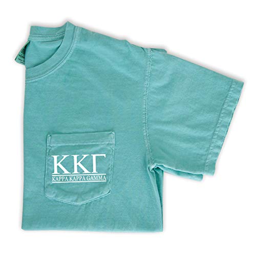 Kappa Kappa Gamma Block Letters Pocket Tee (Medium) Mint