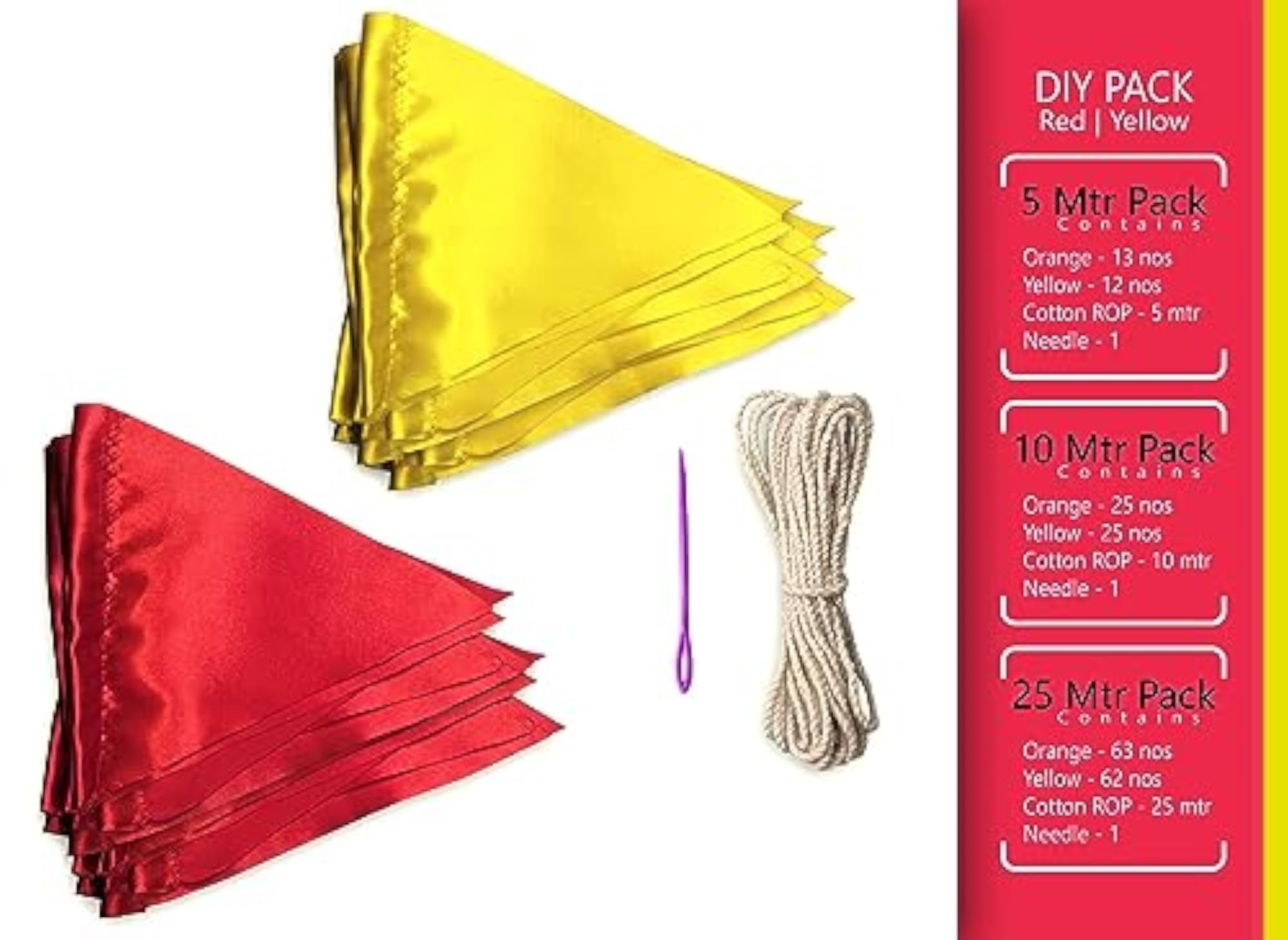 DIY Set Cloth Flags & Rope For 25 Mtrs, Reusable & Eco Friendly