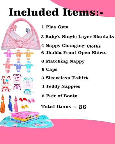 Image of Toddylon All in One Daily Essential in One Pack 36 in 1 New Born Baby Products Gift Packs | Hospital Kit Combo | Infants Boys Girls | Perfect for Newborns | Ideal for 0-6 Months (Pink)