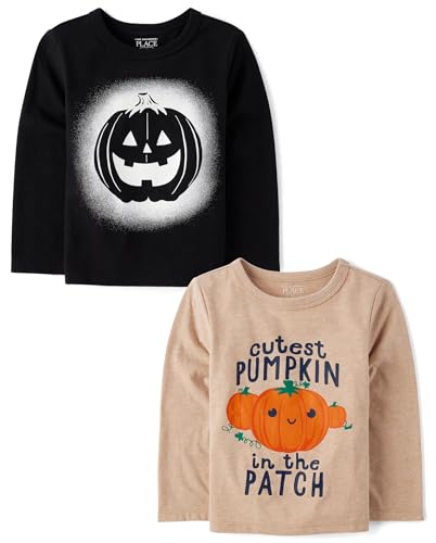 Image of The Children's Place Baby and Toddler All Holidays,Birthdays Long Sleeve Graphic T-Shirts,2 Pack