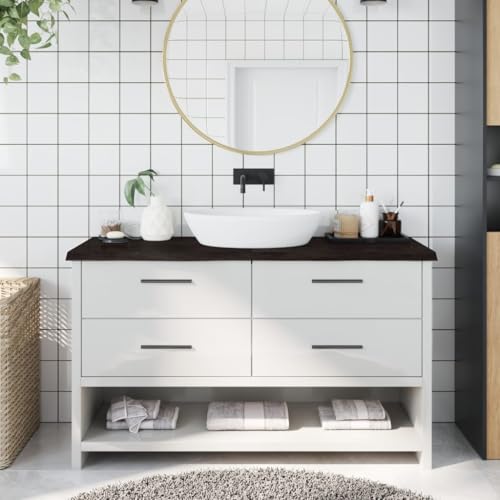 UJCHVHN Home Garden - Encimera de baño, color marrón oscuro, 140 x 40 x (2-4) cm, madera maciza tratada