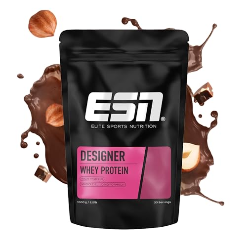 ESN Premium Designer Whey Protein Pulver, Milky Hazelnut, 1 kg, bis zu 23 g Protein pro Portion, ideal zum Muskelaufbau und -erhalt - made in Germany