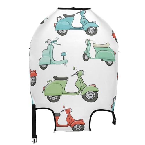 OTVEE Cute Colorful Scooter Pattern Travel Luggage cover Personalized Print Washable Suitcase protector Elastic Spandex Protective for Baggage Fits 22-24inch (M)2