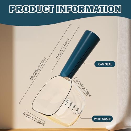 Hundefutter Messbecher mit Skala Genauige Haustierfutter Scoop mit Hundefuttertaschen Clips Multifunktional ABS CAT Food Löffel für Innenreisen im Freien Blau Messschaufel Hundefutter Scoop Katzenfut