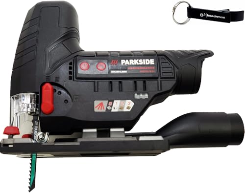 Altre caratteristiche sono: regolazione del taglio fine senza movimento pendolare, numero di corse regolabile, pattino di scorrimento protettivo della superficie in plastica, area di presa ergonomica con equipaggiamento Softgrip antiscivolo, battuta parallela regolabile per una guida di taglio precisa, indicatore di stato della batteria a 3 livelli sul dispositivo, lampada da lavoro LED integrata, linea di taglio senza trucioli grazie alla funzione soffiante