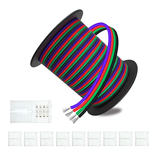 Câble 4 broches LED RVB 30m pour réparer vos coupures de bandes et relier les angles sombres