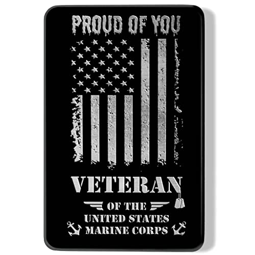 Thank You For Your Service Engraved Wallet Card Insert – Marine Corps Veteran Proud Of You Gift – Perfect Stiff and Light Metal Wallet Card - Veteran Appreciation