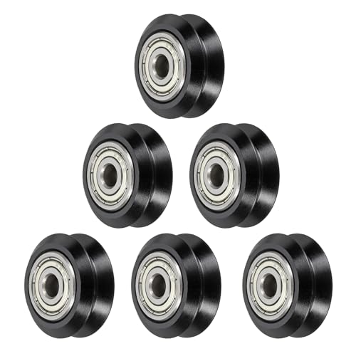sourcing map 6pcs 3D Printer Wheels V Slot POM Pulley Wheels Solid High-Speed Gantry Wheel with 625zz Plastic Pulley Lin