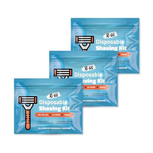 Kit de barbear com navalha, creme de barbear, pano e lenço pós-barba – Conjunto de barbear masculino de viagem para hotéis, abrigos e divulgação – Pacote de cuidados descartáveis (azul) (3)