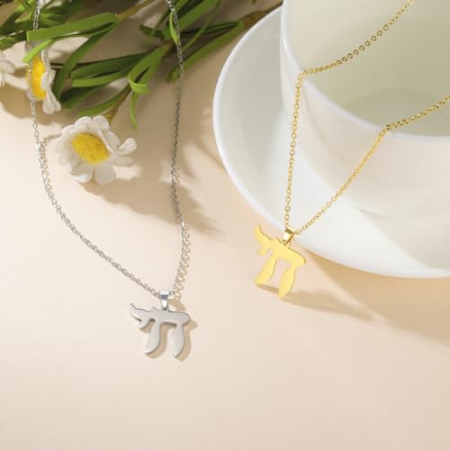 LIKGREAT Jewish Hebrew Chai Necklace Chai Symbol Stainless Steel Jewish Pendant for Men Women Arabic Amulet Religion Chain Jewelry4
