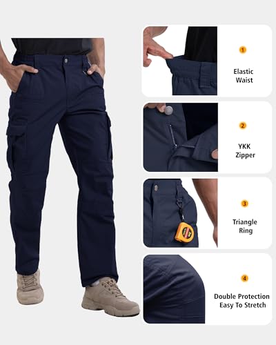 NATUVENIX Mens Work Pants Ripstop Tactical Pants for Men Lightweight Hiking Pants Men Water Resistant Cargo Pants Military4