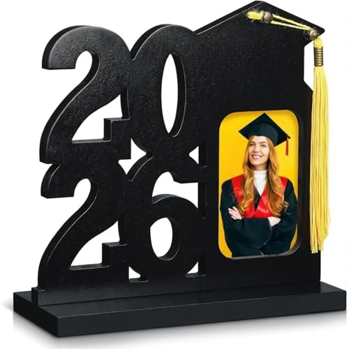 Vercraft Graduation Picture Frames Class of 2026 Graduation Wooden Photo Frame Grad Standing Photo Frame High School College Gifts for Class of 2026 Gifts Girls Boys Son Daughter