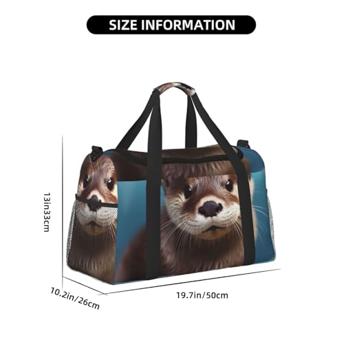Travel Duffel Bag Lightweight Waterproof Carry On Tote Bag Foldable Weekender Overnight Bags Cute Otter Sport Gym Bag For Women Men2