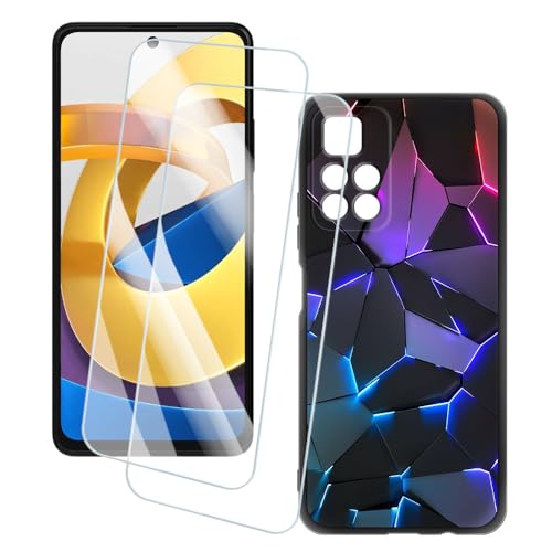 OAGELIM 2�Z�b�g �X�N���[���v���e�N�^�[ + �P�[�X Xiaomi Redmi Note 11T 5G (6.6 �C���`) �Ƃ̌݊������� �A�[�e�B�X�e�B�b�N�J�X�^���v�����g�J�o�[�Ƌ����K���X�t�B���� �X�N���b�`�h�~ (�􂯖�)