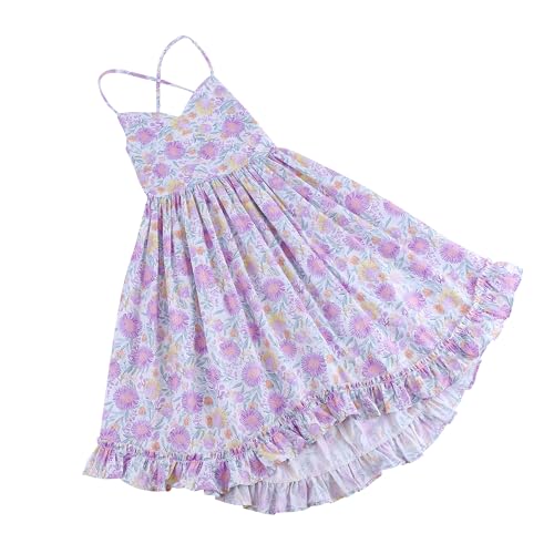 Girls' 2T-14 Casual Sundress Summer Autumn Clothes Cotton Floral Dress4