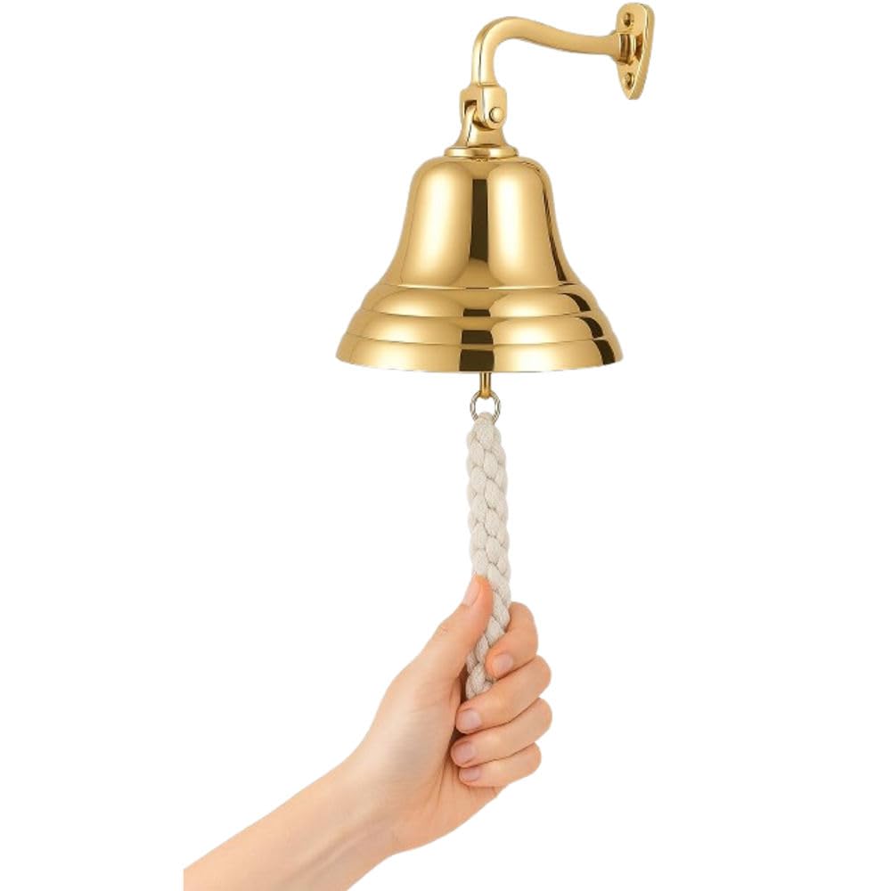 Assorted Collections Home Bar Accessories - Pub Hand Bell - Brass Bar Wall Bell - Nautical Decorations - with Loud and Sharp Sounds Ideal for Christmas