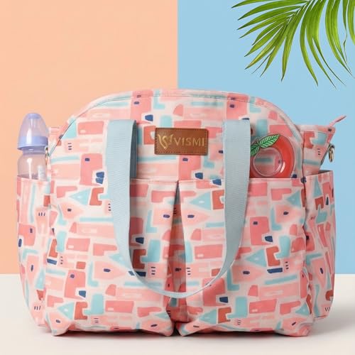 Image of VISMIINTREND Diaper Tote Bags for Mother | Materinity Travel Handbags | Multi Pockets Water Resistant Diaper Bags | Hospital Messenger Bags for New Mom | Gift for New Born Baby & Girl