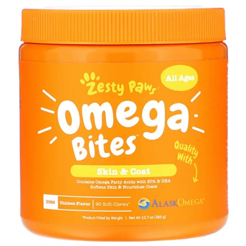 Omega friandises souples Zesty Paws renforce la barrière cutanée des chiens 90 pcs