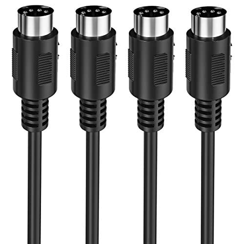 MIDI Cable, Ancable 2-Pack 1-Feet Male to Male 5-Pin MIDI Cable Compatible with MIDI Keyboard, Keyboard Synth, Rack Synth, Sampler, External Sound Card, Sound Source and Other Music Gear