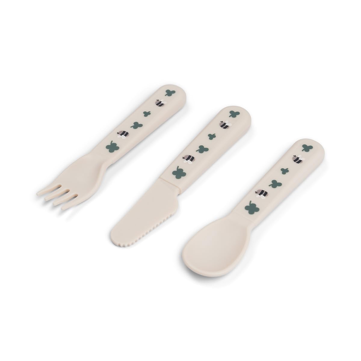 Done by Deer Foodie Besteckset Baby – Tiny Farm Sand – Kinderbesteck ab 0 Monaten, BPA-freies PP, spülmaschinen- & mikrowellengeeignet
