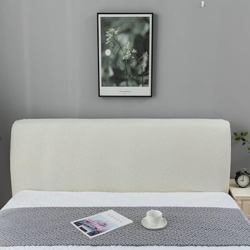 Image of HOMETHREADS Stretchable Lycra /Velvet Bed Headboard Cover Soft BedHead Dust-Proof Cover,Head Back Protector for Your Leather /Cloth /Wooden Bedside| 3 to 3.3 Feet Single Bed Back Cover (White, 90x65cm)