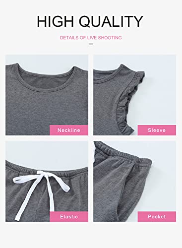 Image of Diukia Girls Short Outfit Sets Summer Cute T-Shirt and Shorts Set with Side Pockets 2 Piece 4-13 Years