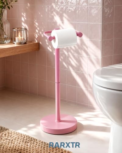 Image of RARXTR Toilet Paper Holder Stand with Heavy Stable Base No Tipping Pink
