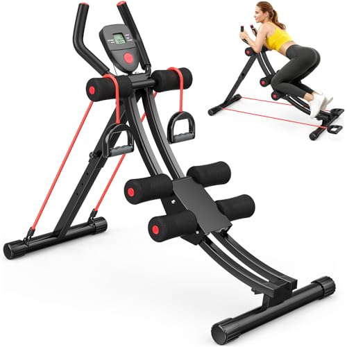 Fostoy Ab Machine, Adjustable Abs Workout Equipment for Home Gym, Ab Trainer Machine for Core & Abdominal Exercise, Foldable Ab Workout Machine for Beginners & Seniors