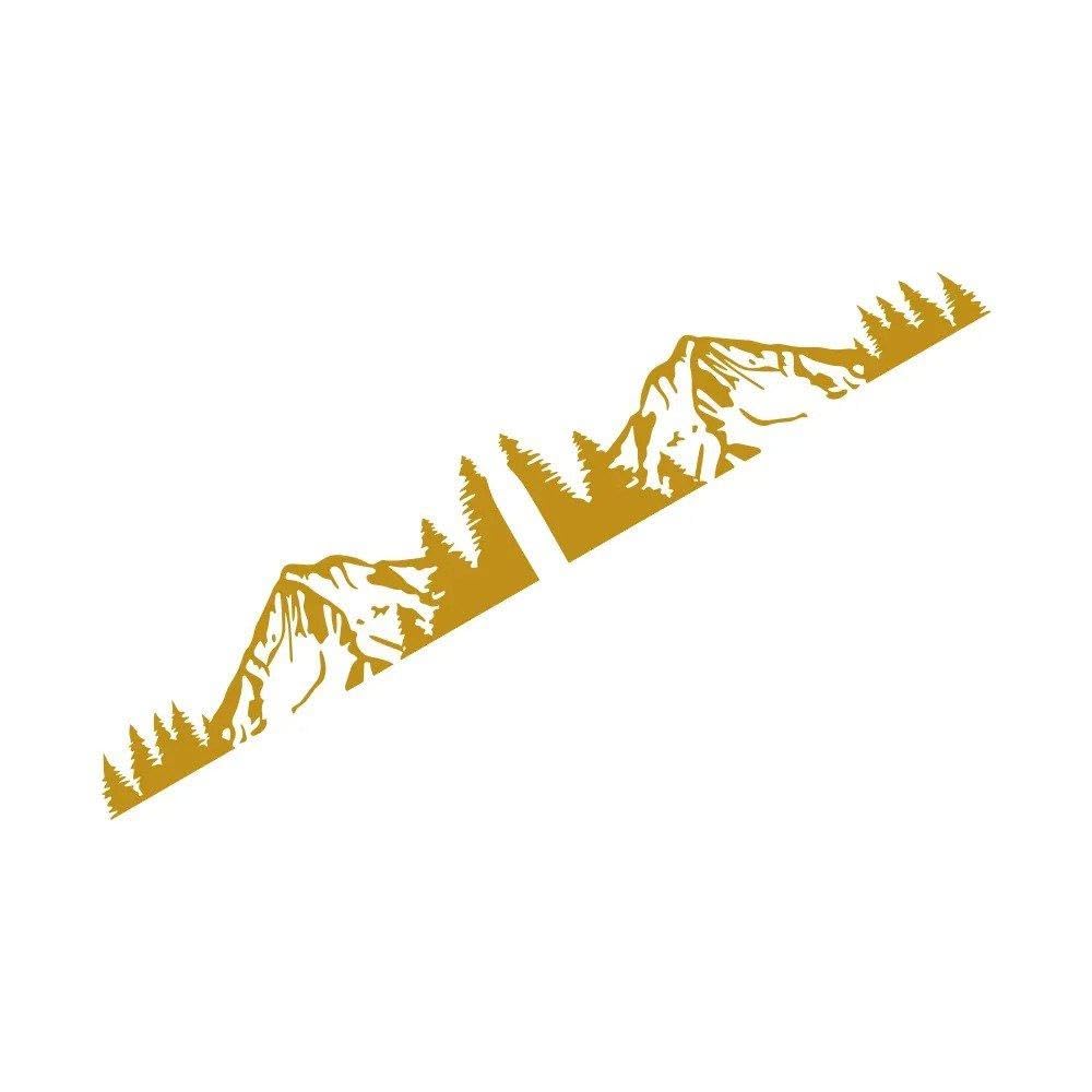 2pcs Mountain Car Sticker Vehicle Body Decoration(Gold)