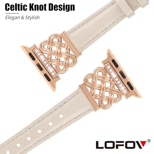 Image of Compatible with Apple Watch Bands Women 38 /40 /41 /42mm Dressy Slim Leather Strap with Designer Celtic Knot Interlock Buckle Bracelet for iWatch Series 11 10 9 8 7 6 5 4 SE 3 2 1