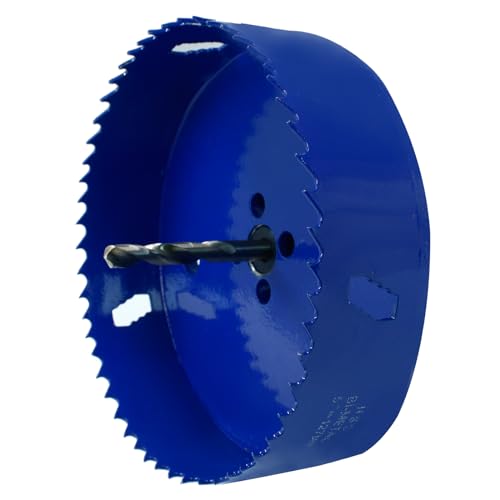 Image of Luomorgo 127mm /5 inch Hole Saw with Arbor | 1 1 /4 inch Cutting Depth, HSS Bi-Metal, For Wood Cornhole Boards Plastic Drywall & Metal Sheet