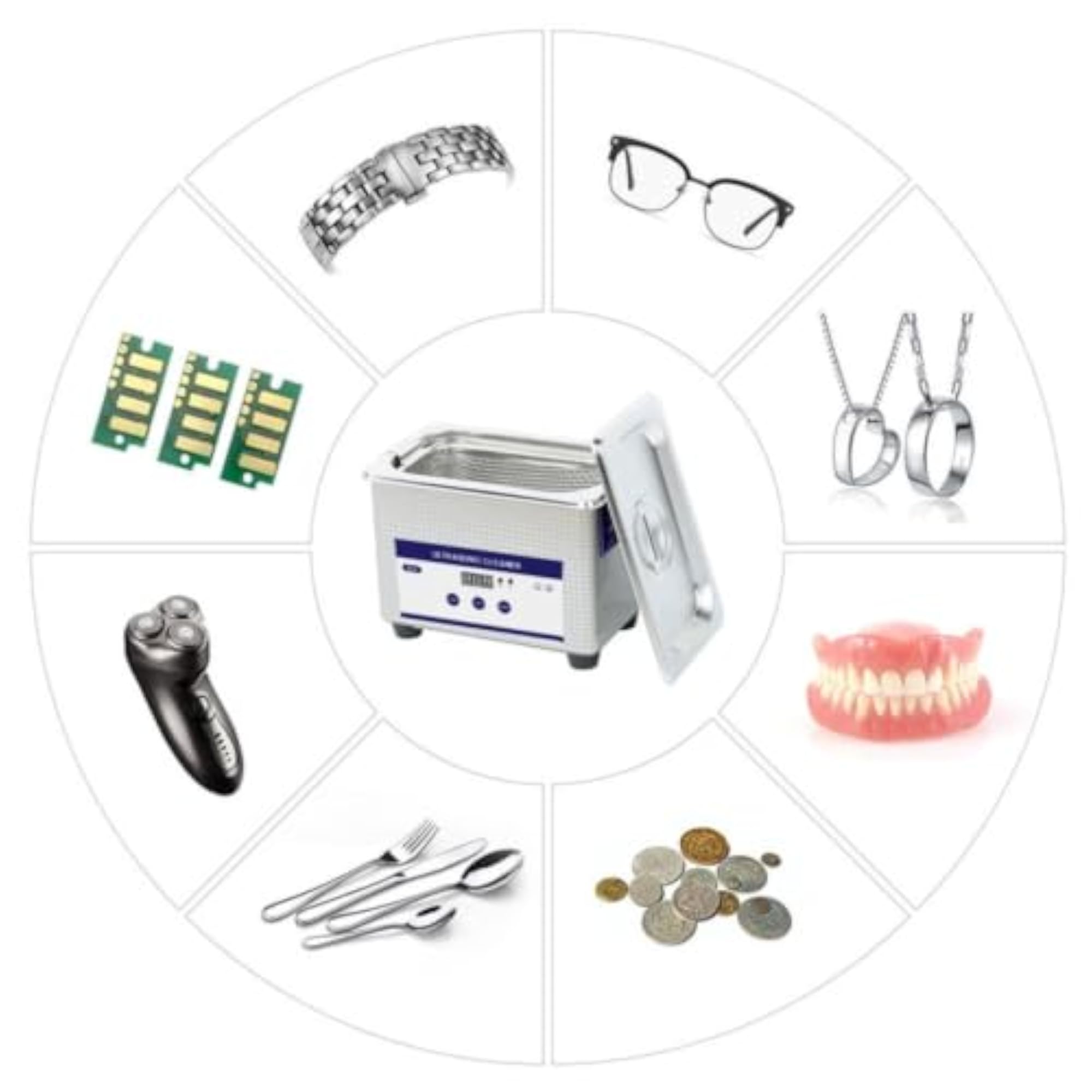 Compact Ultrasonic Jewelry Cleaner with Basket