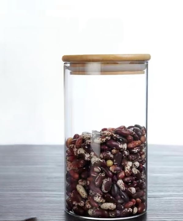 Genérico - Tarro de cristal de 650 ml con tapa - Tarros de almacenamiento de cocina reutilizables, ideales para almacenar alimentos, granos, caramelos, granos de café, especias y varios otros