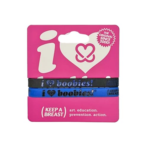 Keep A Breast i love boobies! Mini Blue Black Bracelet Pack