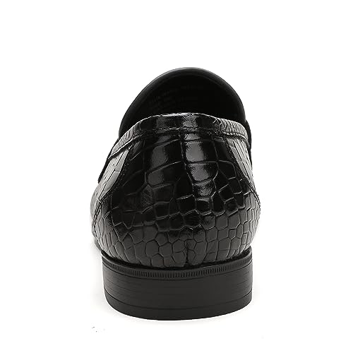 Image of Mens Leather Tassel Loafer, Classic Luxury Smooth Upper Tassel Slip-on Penny Loafer for Mens, Black