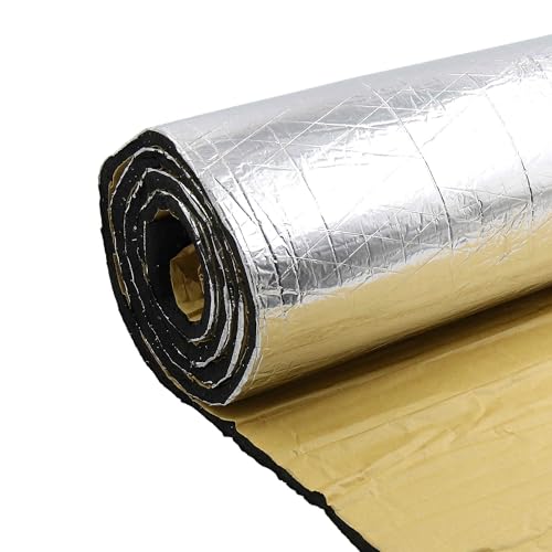 FUELHOOD 394ミル 32.29平方フィート 車用排気マフラー 熱遮音 断熱マット アルミホイルフォーム 118インチ x 40インチ 車用 内装パーツ アクセサリー