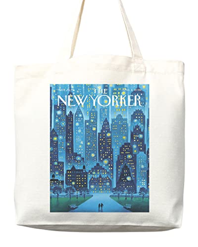 Bolso tote New Yorker con arte de portada de la revista, diseño estético y artístico, hecho a mano miniatura 1