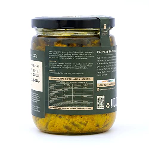 Image of Two Brothers Organic Farms Spicy Green Chilly Pickle (500GM)