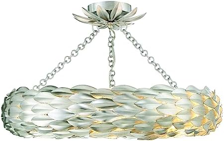 Crystorama Broche 6 Light Antique Silver Semi Flush Mount