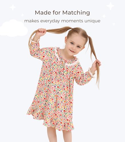 Toddler Girl Long Sleeve Dress-Viscose Made from Bamboo, Ruffle Casual Dresses Kids Fall Winter Clothes 2-5T3