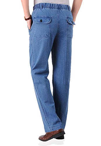 Soojun Mens Casual Loose Fit Elastic Waist Denim Pants, Denim Blue, 40W x 32L - Thumbnail 2
