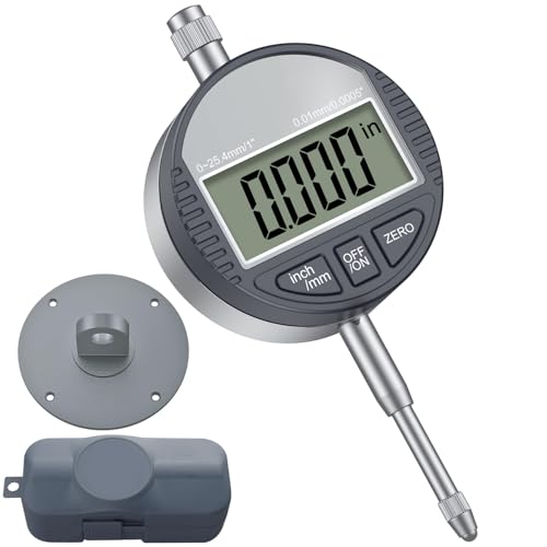 AccuGrapha Digitale Messuhr 0 01mm/0.0005 Digitalanzeige Messuhr Messtaster 0-25 4 mm/1 Umschaltbar zwischen mm/Zoll mit LCD-Display für Labor 3D Drucker Kalibrieren Werkstattmaschinen